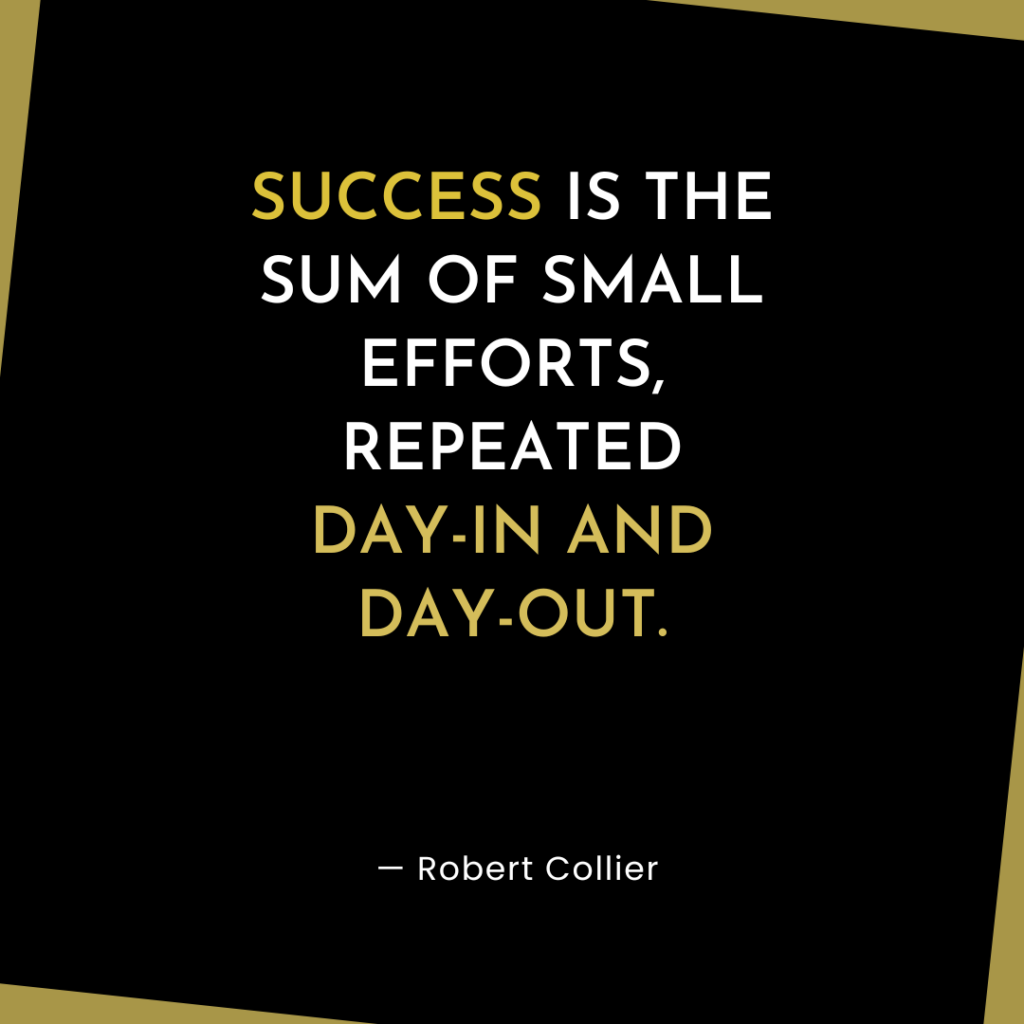 Success is the sum of small efforts repeated day in and day out