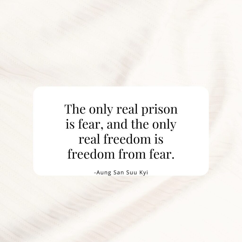 Best Independence Day Quotes, Captions, and Wishes to Share 9 “The only real prison is fear, and the only real freedom is freedom from fear.” -Aung San Suu Kyi